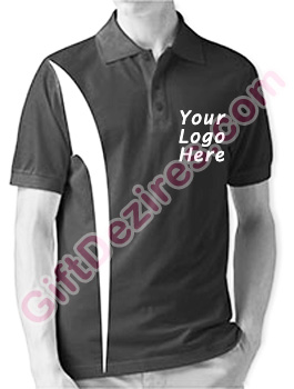 Designer Black Melange and White Color Printed Logo T Shirts